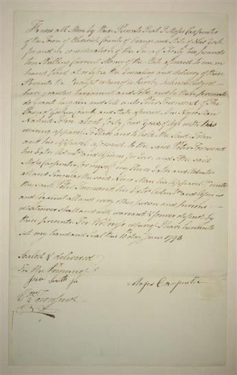 (SLAVERY AND ABOLITION.) Slave sale document from upstate New York.
